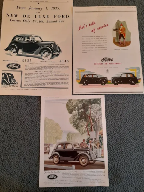 Ford De Luxe Laloon Set 3 Original Vintage 1930Er Magazin Anzeigen