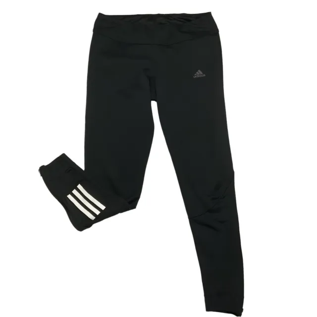Adidas Joggers  Youth Medium Black 3 Stripes Areoready Running Pants Mesh Legs