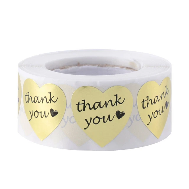 1 roll Dekorative Abdichtung Aufkleber Danke Tags Herz Dicht Siegeletiketten Neu
