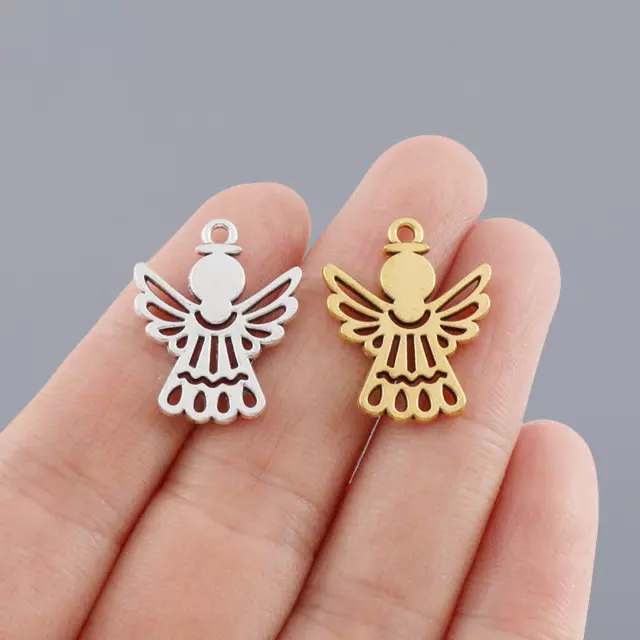 20 x Tibetan Silver/Gold 2 Sided Guardian Angel Charms Pendants For DIY Making