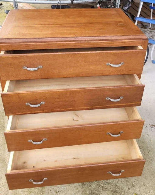 COMMODE VINTAGE BOIS massif 4 tiroirs années 60-70 belles poignées ...