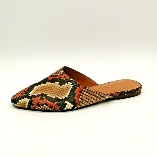 Madewell Womens Mule Remi Snake Embossed Leather Spiced Cider Flat Heel 7.5 NEW