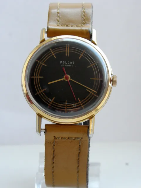 Very Rare Export Poljot De Luxe Design Watch Unusual Dial Soviet Russian G.cond. 2