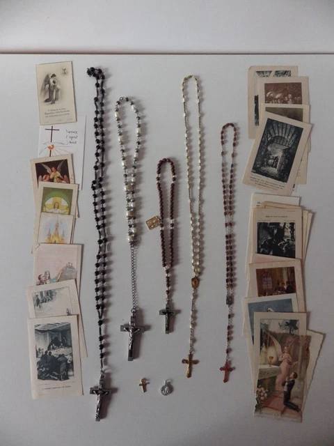 Lot De 2 Chapelets Catholiques Noir Et Blanc Avec Croix Et Vierge Marie - Chapelet Chrétien En Verre Et Zinc - Sacs Cadeaux Inclus - Pour Prière, Baptême, Communion, Cadeau