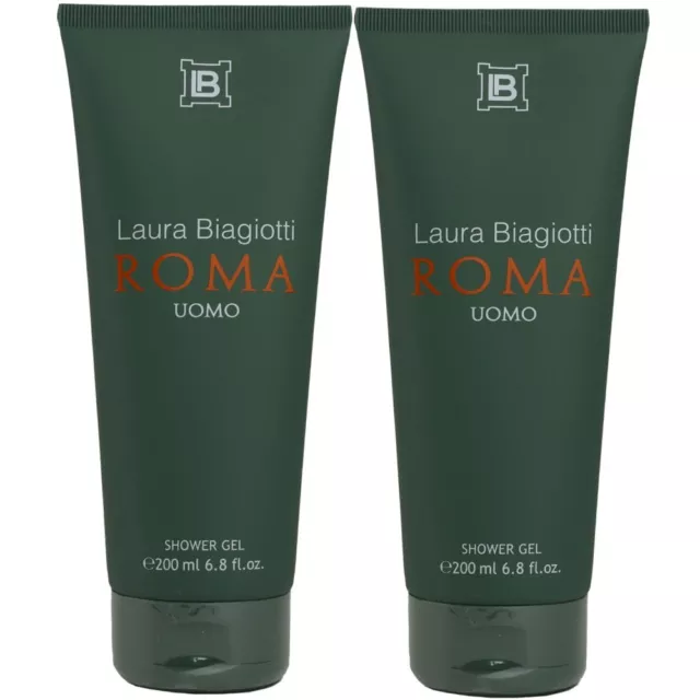 Laura Biagiotti Roma Uomo 2 x 200 ml Showergel Duschgel Shower Gel Herren Set