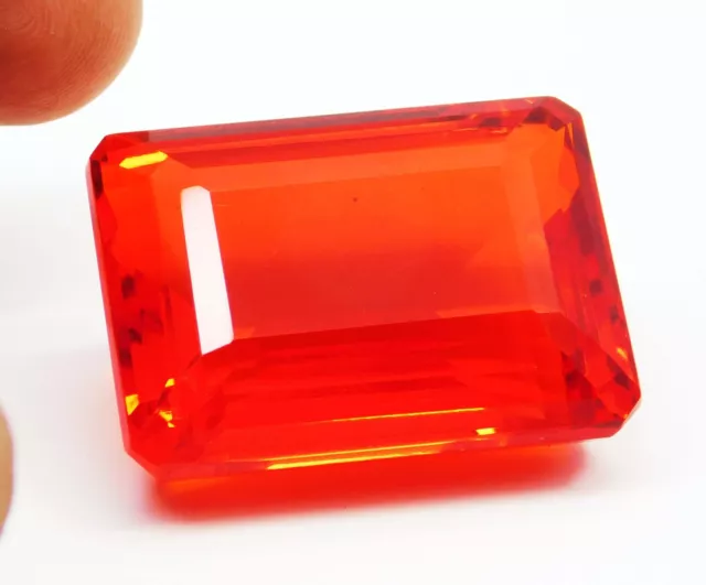 89.00 Ct Natural Translucent Emerald Mexican Red Fire Opal Loose Gemstone