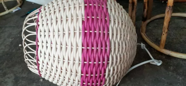 Ratán tejido a mano mimbre rosa forma de globo de aire 2 piezas set lámpara... 3