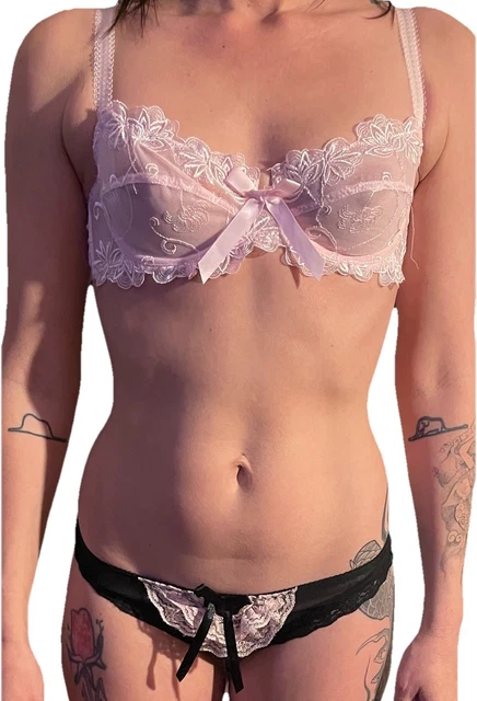 Ensemble Lingerie Résille Dentelle Avec Franges - Noir - Taille S/M - Style Chic Et Sexy