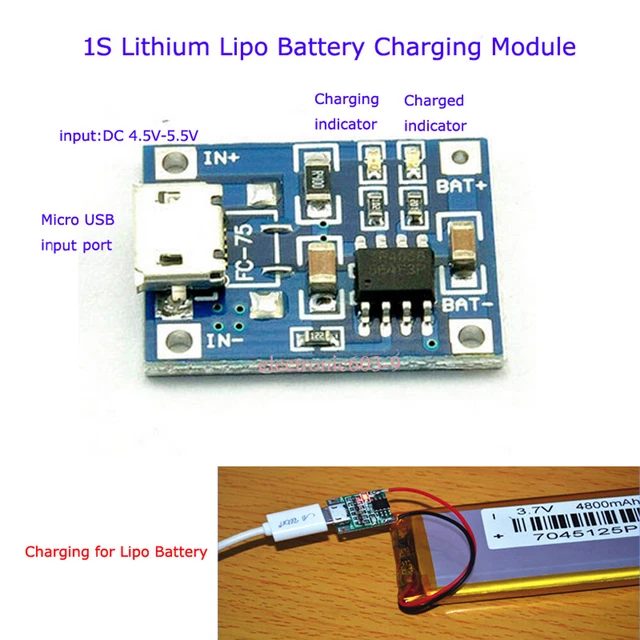 5PCS 5V Micro USB 1A 18650 Lithium Battery Charging Board Lipo Charger Module
