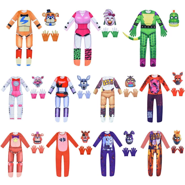 KIDS FIVE NIGHTS at Freddy's FNAF Cosplay Costume Jumpsuit+Mask Outfit