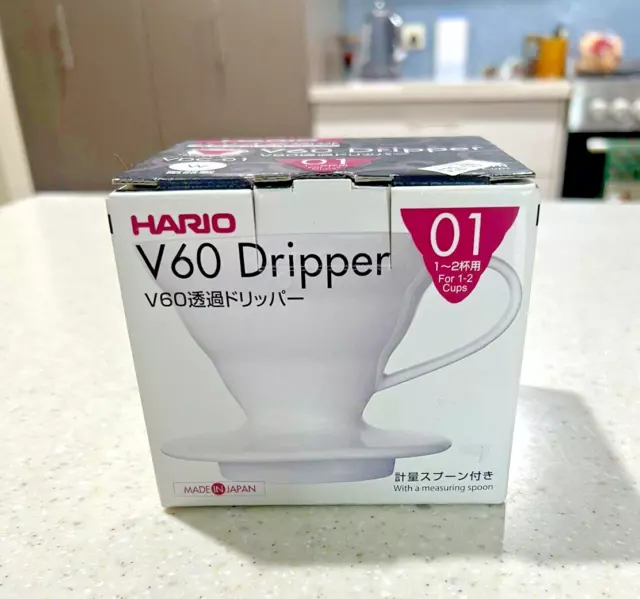NEW HARIO V60 01 DRIPPER CERAMIC Coffee Cup Pour Over Cone Filter No Spoon NIB