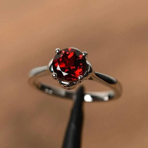 thumbnail image 2 of 1.4ct Natural Garnet Celtic Knot Ring - 925 Sterling Silver Solitaire 2 of 12
