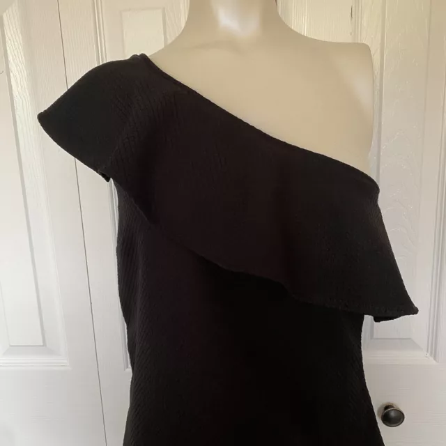 womens Cupcakes & Cashmere one shoulder black mini dress size medium 2