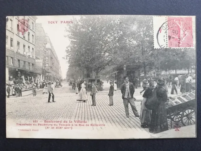cpa Belle Scène de Vie PARIS Bd de la VILLETTE Faubourg du TEMPLE Marchande