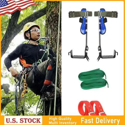 Tree Climbing Spike Set 2 Gears Safety Belt Adjustable Lanyard Rope Rescue RL