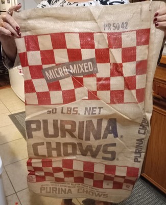 Vintage PURINA FEEDS "CHOWS" Large 50 Pound FEED SACK BAG....NOS!