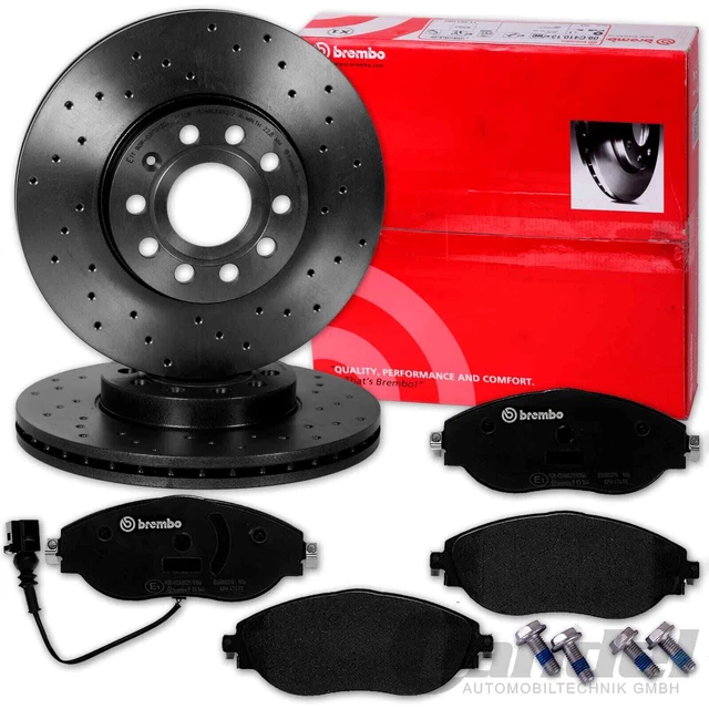Brembo Gelochte Bremsscheiben + Beläge Hinten Für Audi A3/Leon/Octavia/Caddy – Komplettes Set, Beschichtet