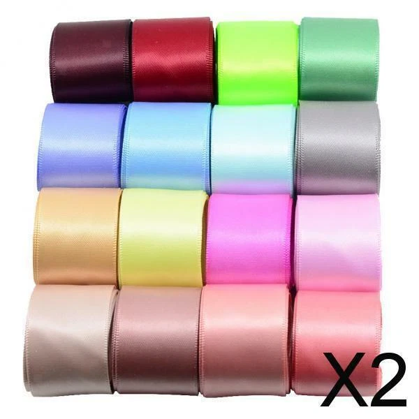 2X 16 Yards 25mm Double Face Satinband Polyester Weihnachten Nähen Bogen