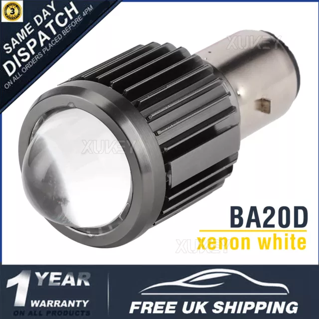 H6 BA20D 12V 11.5W LED Motorcycle Headlight Bulbs Lens White HiLo Lamp Fog Light