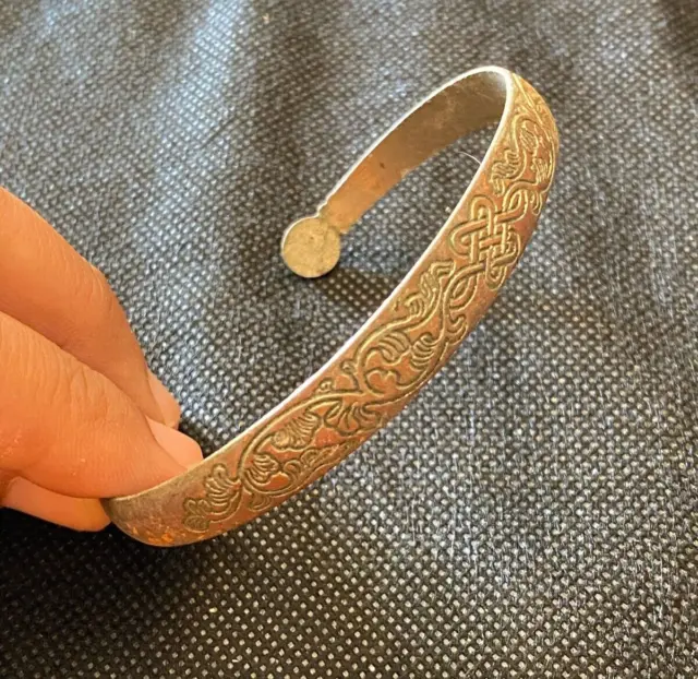 Rare Ancient Viking Era Nordic Silver Warriors Arm Bracelet Circa 900 - 1100 Ad
