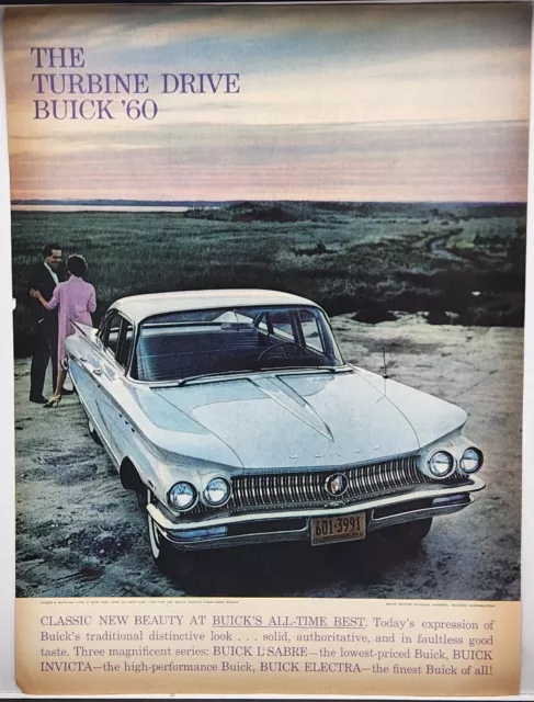 1960 Buick Invicta Four Door Sedan Turbine Drive Vintage Color Print Ad