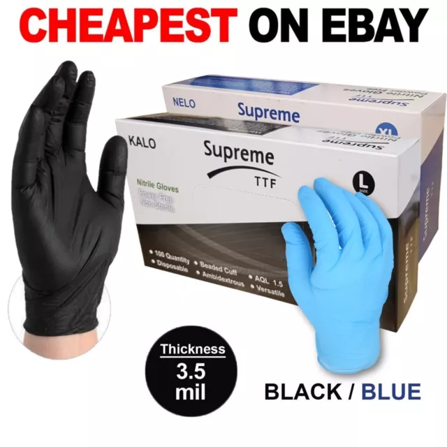 Extra Strong Black Blue Nitrile Disposable Gloves Powder Latex Free 100 200 1000
