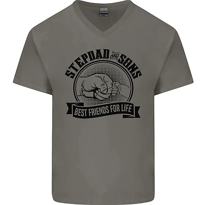 Stepdad & Sons Best Friends Fathers Day Mens V-Neck Cotton T-Shirt