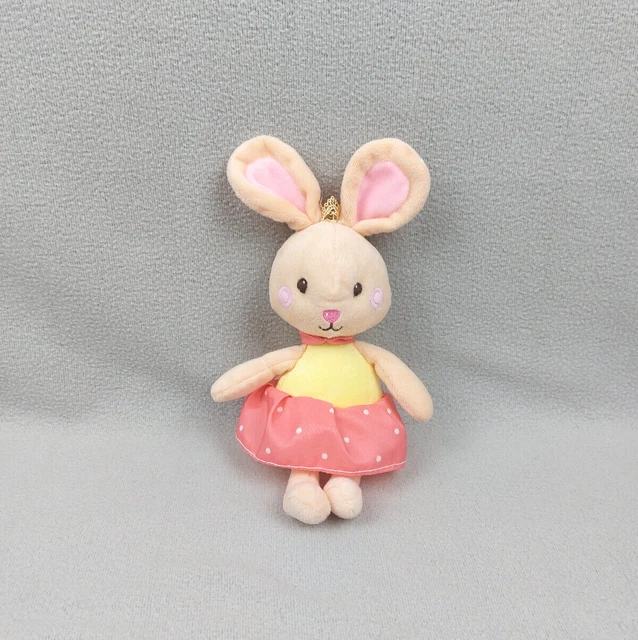 Peluche doudou lapin robe jaune rose pois blanc Sergent Major 25 cm couronne