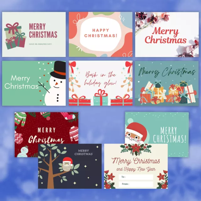 1-100 Pack Of 10 Luxury Xmas Christmas Cards & Option of Envelopes 250 gsm