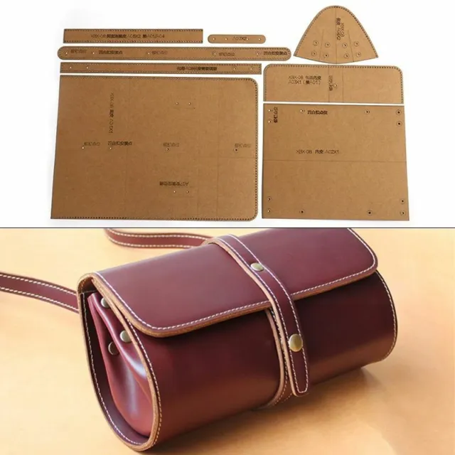 Casual Shoulder Messenger bag Template Pattern Tools Cylinder Leather Craft Kits 2