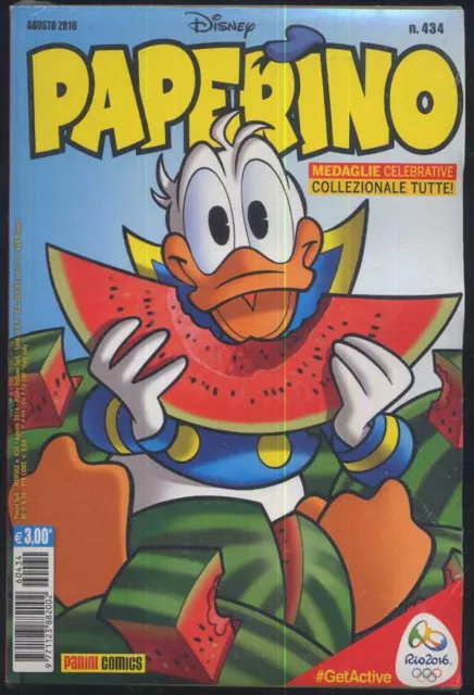 Disney PAPERINO #434 ago 2016 +MEDAGLIA olimpica ZIO PAPERONE scherma TOPOLINO