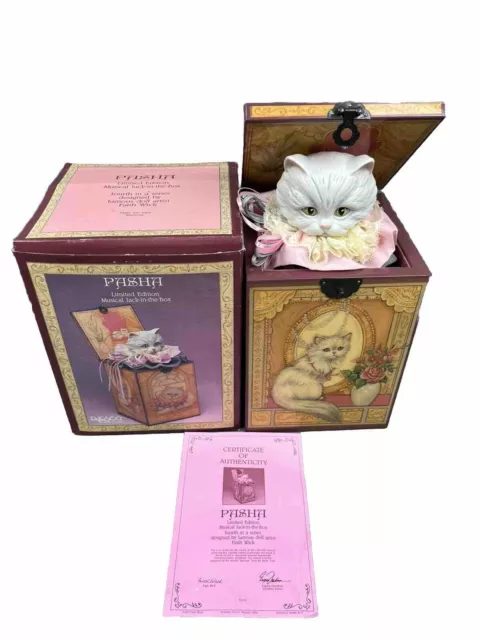 NEW - NIB - 1987 PASHA Jack in the Box Persian Cat Music Box From "Cats" Memory