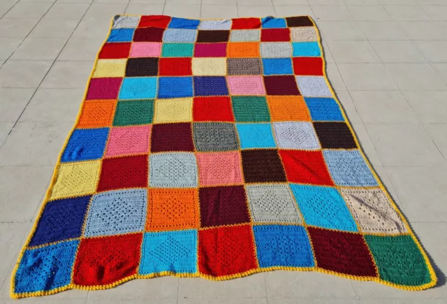 Hand Woven Woolen Wool Crochet Qureshi Rug Blanket Wall Hanging throw 7.1 x 4.10