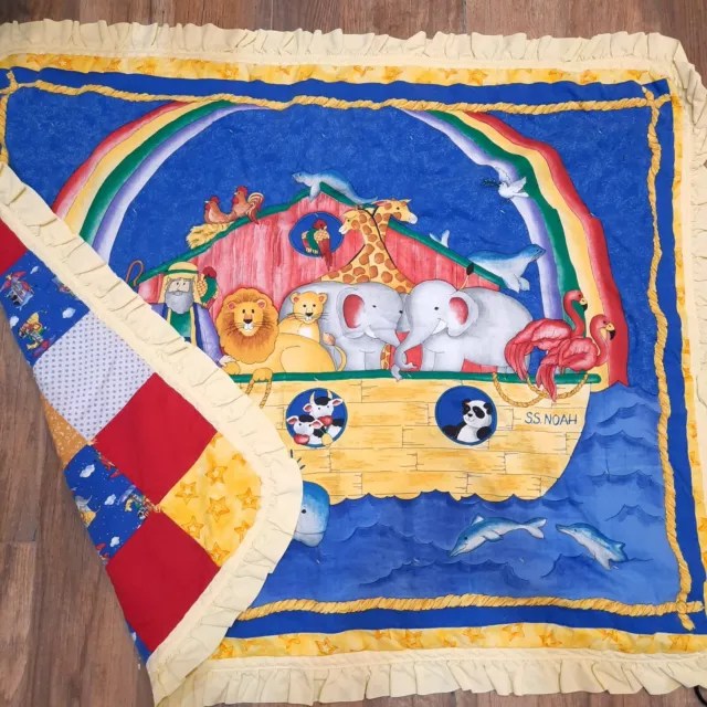 Edredón para bebé Arca de Noé de colección hecho a mano ropa de cama para bebé colores primarios Patchwork