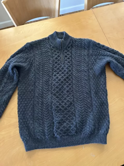 THE IRISH STORE Sweater Mens XL 100% New Merino Wool Fisherman Cable ...