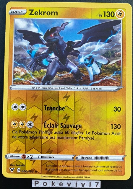 Carte Pokemon ZEKROM 060/185 Holo REVERSE Epée et Bouclier 4 EB04 FR NEUF