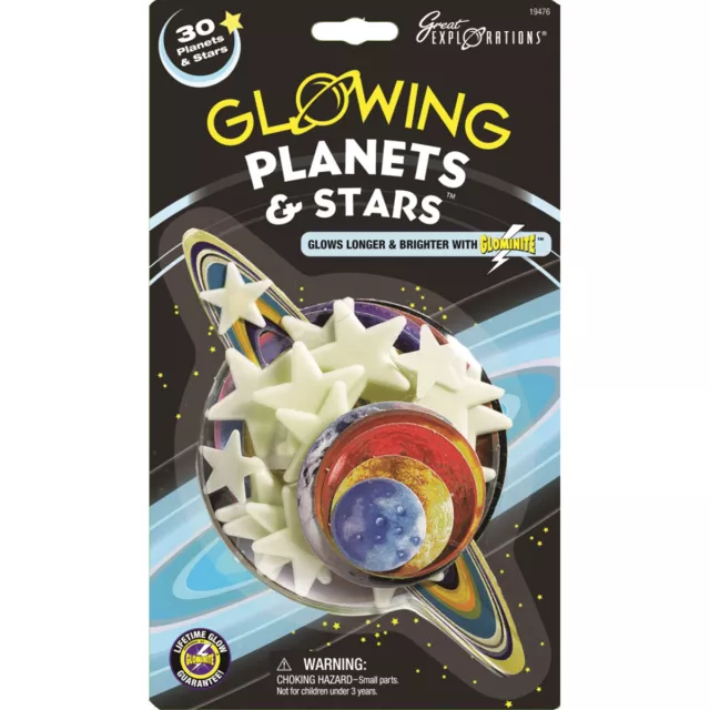 Great Explorations Glowing Star Pack-Planets & Stars 30/Pkg GLOW-19476