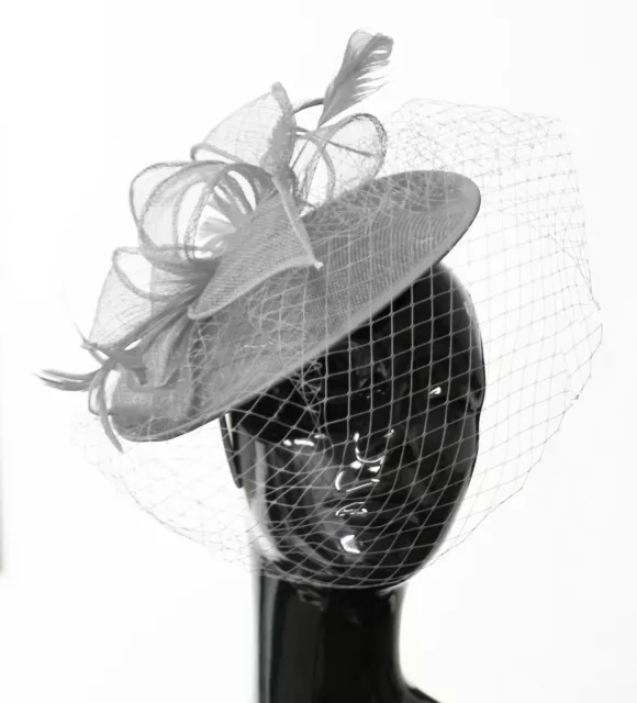 Saucer Sinamay Headband Fascinator Wedding Ascot Hat Hatinator Birdcage Veil