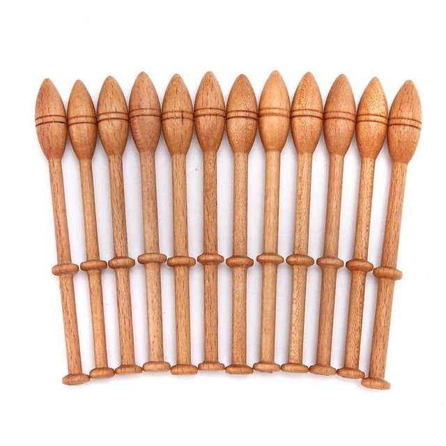 Weaving Tools 12Pcs Wooden Lace Bobbin Needles Lace-Making Hand Sewing Kits 11cm