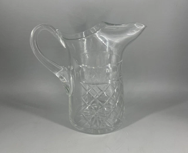 Antique American Brilliant Cut Glass Signed Water Pitcher with Ice Catcher Lip Antique American Brilliant Cut Glass Signed Water Pitcher with Ice Catcher Lip