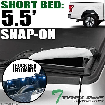 Topline For 2015-2022 Ford F150 5.5 Ft Bed Hidden Snap Tonneau Cover+LED Lights