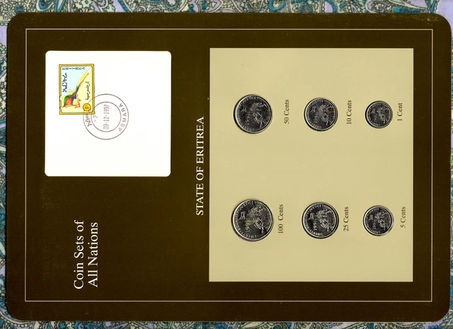 Coin Sets of All Nations Eritrea UNC 1, 5, 10, 25, 50, 100 Cents 1991