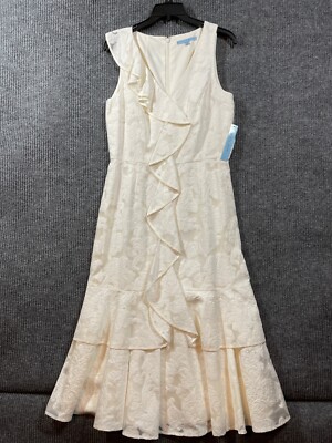 Antonio Melani Ruffle Detail Women's Ankle Length Dress Sleeveless V-Neck NWT S6