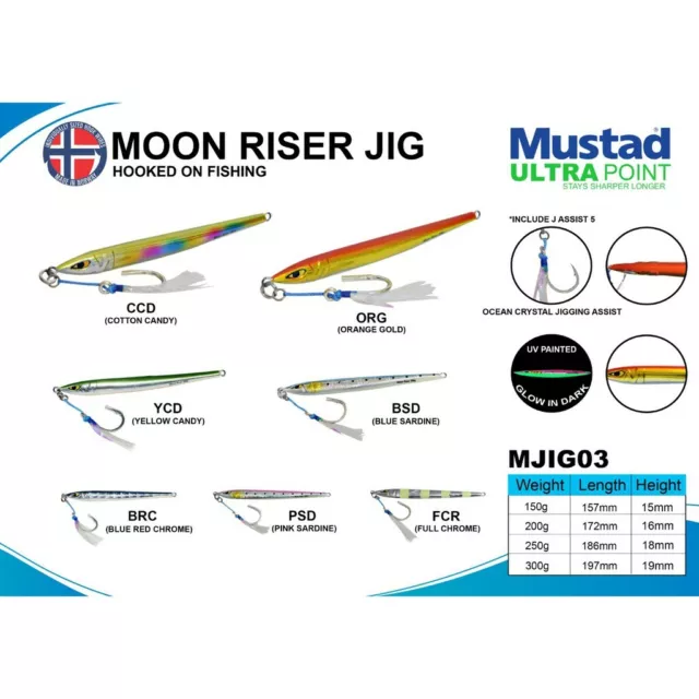 Mustad Moon Riser Vertical Jig  - MJIG03  -  Pick Size/Color - Free Shipping