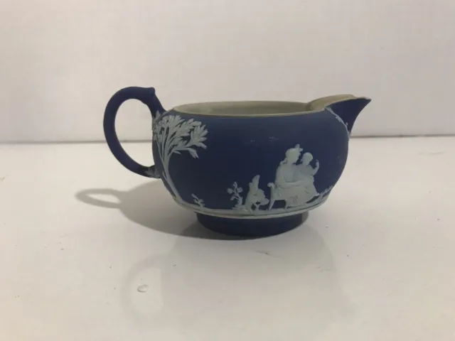 VTG Wedgwood Jasperware Cobalt Dark Blue creamer - small chip @ spout see photos