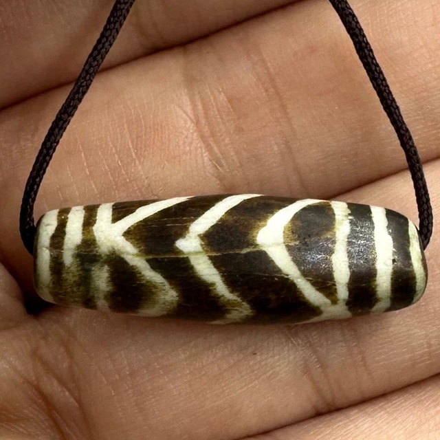 Beautiful rare Burmese pumtek petrified wood pyu bead