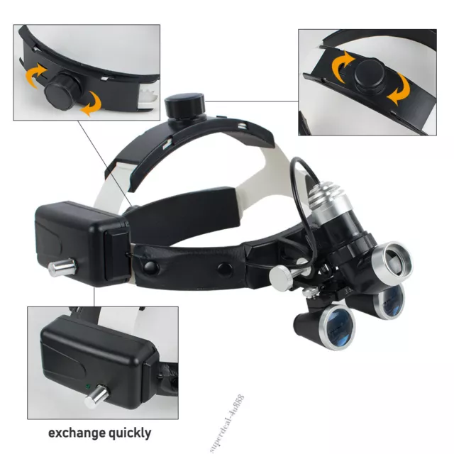 Dental Surgical Medical Headband Ajustable 3.5X Binocular Loupes Headlight LED