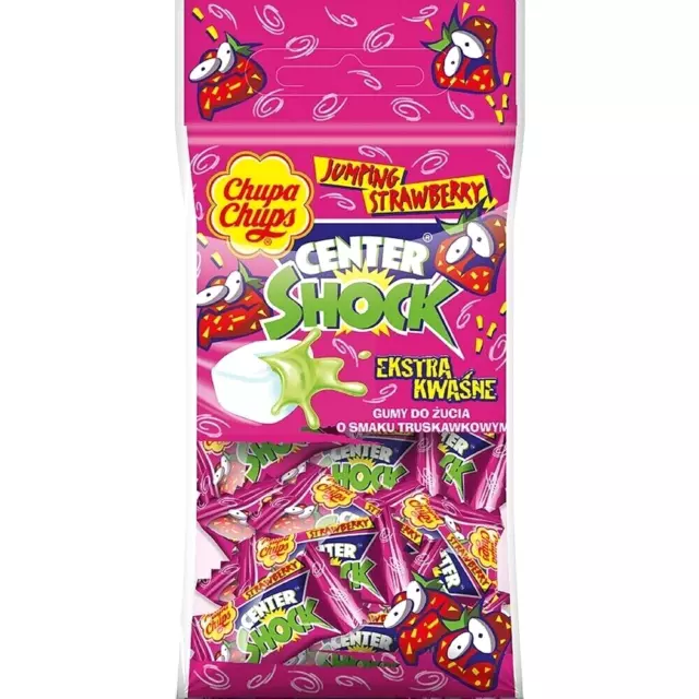 Chupa Chups Center Shock Bubble Gum - Strawberry 36G 10 Pieces