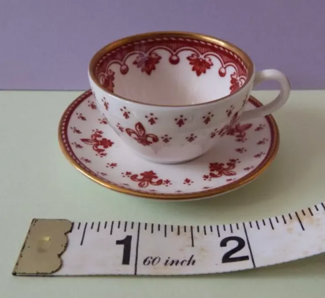 Miniature Spode English Bone China Cup & Saucer Fleur de Lys Pattern Decorative