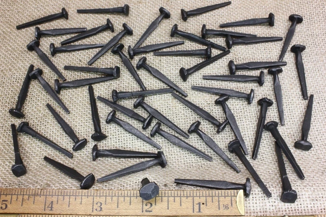 1 1/2" Rose Head 50 Nails Square Wrought Iron Vintage Rustic Decorative Historic